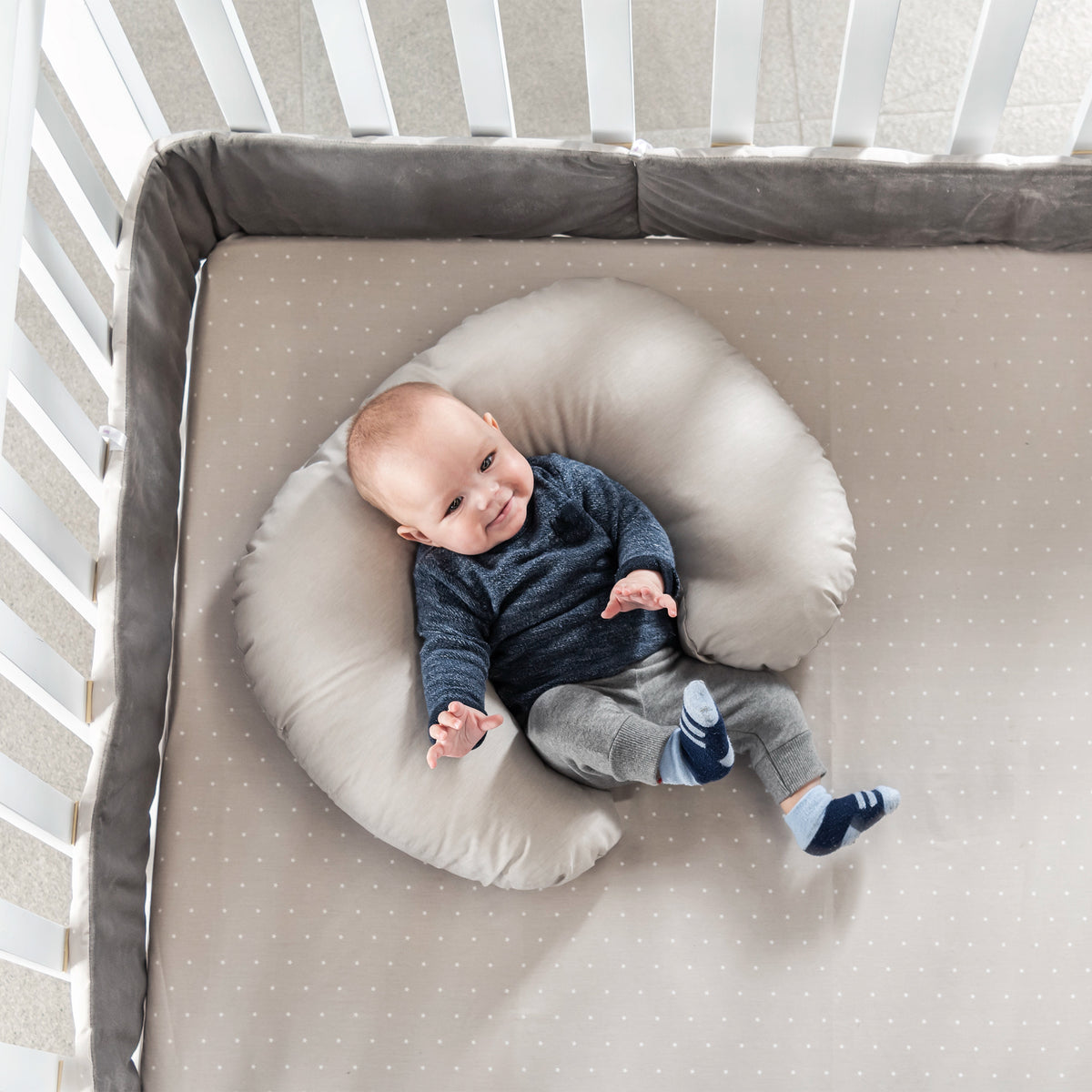 Almohada Lactancia Washed Gris